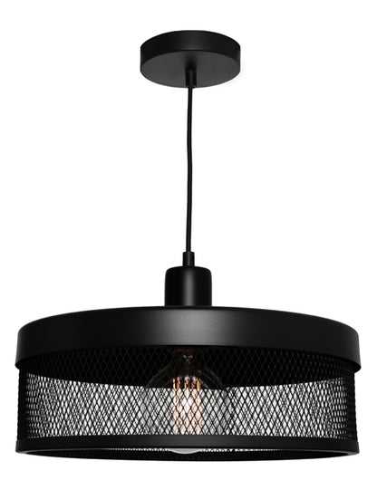 Galahad Large Mesh Cylindrical Black Pendant